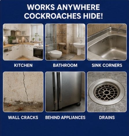 Works anywhere cockroaches hide